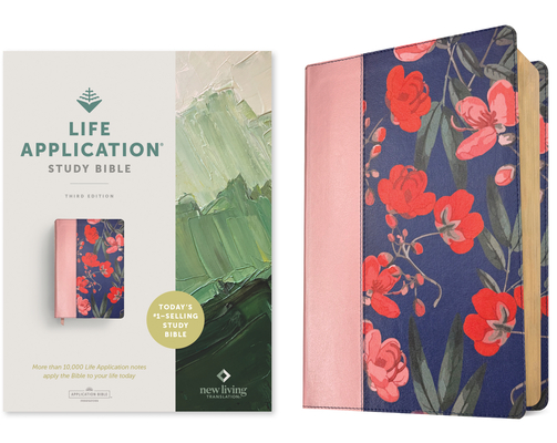 NLT Life Application Study Bible, Third Edition (Leatherlike, Pink Evening Bloom, Red Letter) - Tyndale