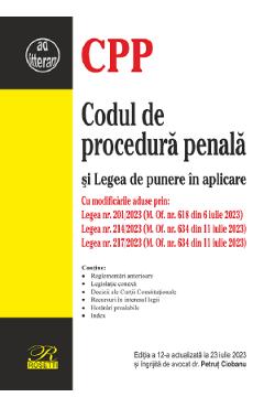 Coperta cărții Codul de procedura penala si Legea de punere in aplicare Ed.12 Act 23 Iiulie 2023