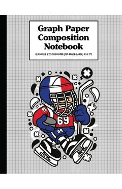 Poza produsului Graph Paper Composition Notebook Quad Rule 5x5 Grid Paper - 150 Sheets (Large, 8.5 x 11): Hockey Kid France - Careful Composition Company