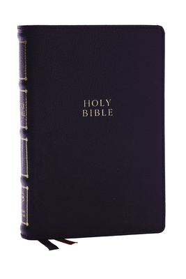 Nkjv, Compact Center-Column Reference Bible, Genuine Leather, Black, Red Letter, Thumb Indexed, Comfort Print - Thomas Nelson
