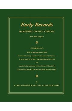 Coperta cărții 'Early Records, Hampshire County, Virginia, Now West Virginia - Clara Mccormack Sage'