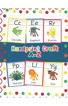 Poza produsului Handprint Craft A-Z: ABC Animal Handprint End of the year activity, Ages 3-5, PreK, Kindergarten, Preschool, Gift - Teaching Little Hands Press