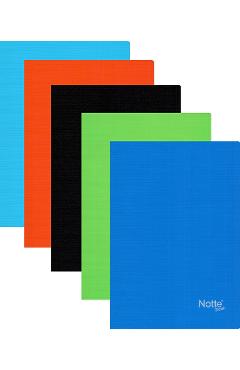 Imaginea produsului 'Set 5 caiete dictando: Albastru deschis, portocaliu, negru, verde, albastru închis'