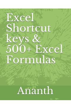Coperta cărții 'Excel shortcut keys & 500+ Excel Formulas - Ananth R'