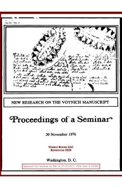 Coperta cărții 'New Research on the Voynich Manuscript: Proceedings of a Seminar - National Security Agency'