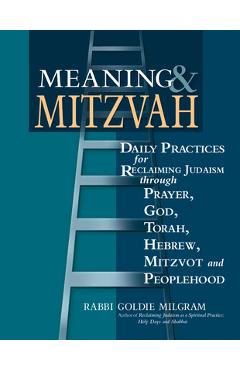 Coperta cărții 'Meaning & Mitzvah: Daily Practices for Reclaiming Judaism Through Prayer, God, Torah, Hebrew, Mitzvot and Peoplehood -'