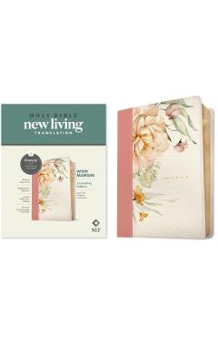 Coperta cărții 'NLT Wide Margin Bible, Filament-Enabled Edition (Leatherlike, Dusty Pink Blossoms, Red Letter) - Tyndale'