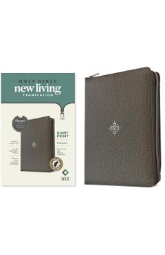 Coperta cărții 'NLT Compact Giant Print Zipper Bible, Filament-Enabled Edition, Zipper (Leatherlike, Woven Cross Gray, Indexed, Red'