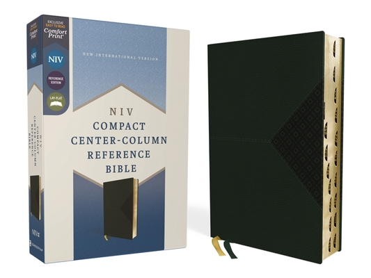 Niv, Compact Center-Column Reference Bible, Leathersoft, Green, Red Letter, Thumb Indexed. Comfort Print - Zondervan