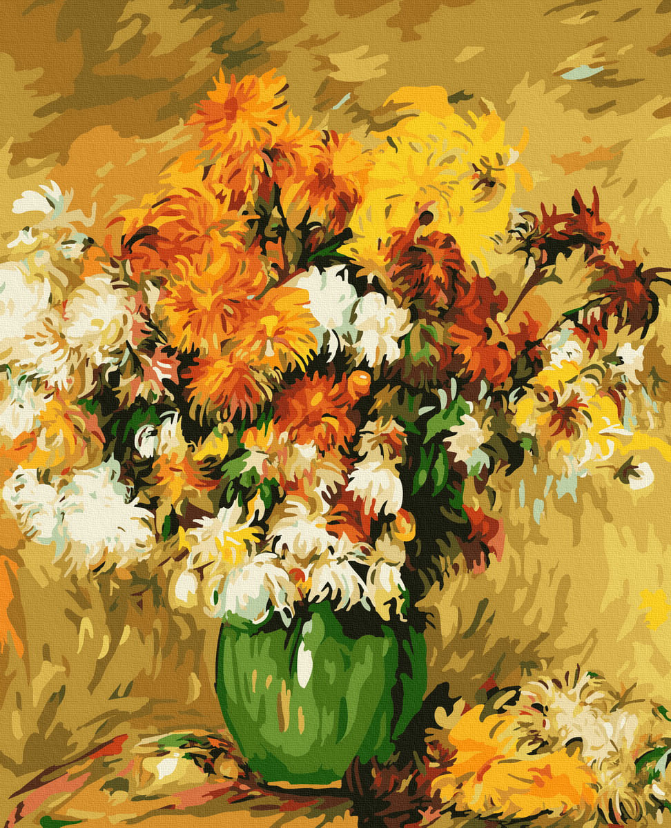 Pictura pe numere: Vaza cu flori de toamna