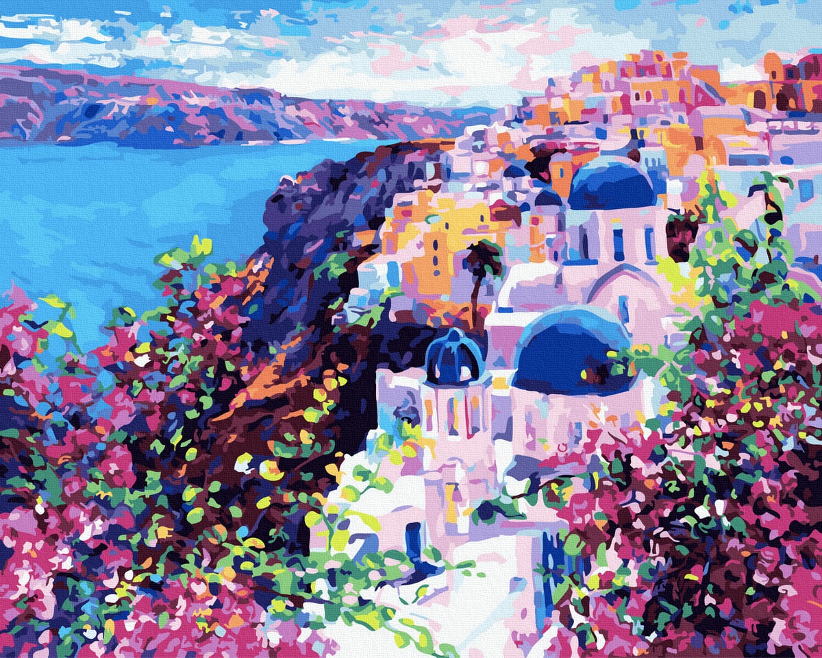 Pictura pe numere: Peisaj din Santorini