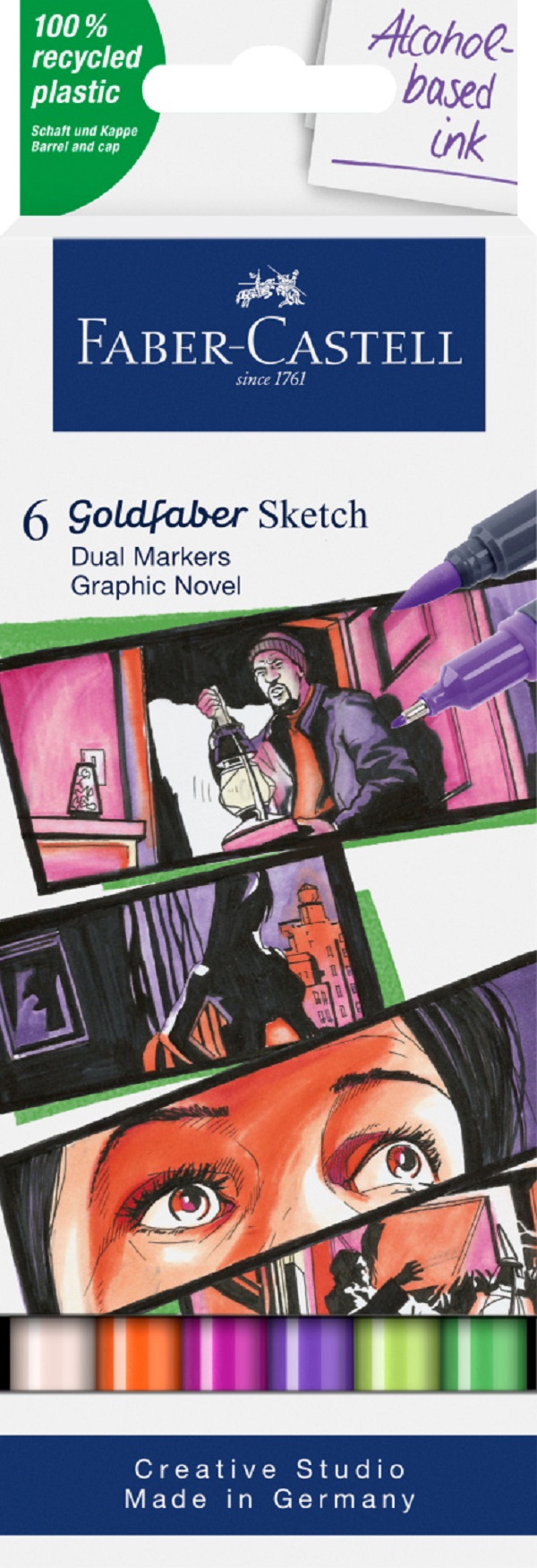 Set 6 markere cu 2 capete: Graphic Novel Goldfaber