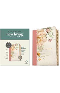 Coperta cărții 'NLT Wide Margin Bible, Filament-Enabled Edition (Leatherlike, Dusty Pink Blossoms, Indexed) - Tyndale'