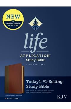 Coperta cărții 'KJV Life Application Study Bible, Third Edition (Leatherlike, Brown/Mahogany, Red Letter) - Tyndale'