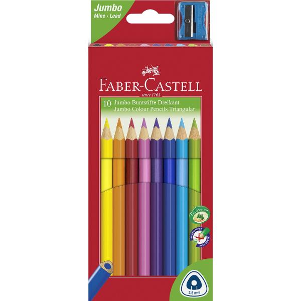 Creioane colorate 10 culori Jumbo + Ascutitoare