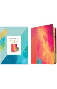 Coperta cărții 'NLT Courage for Life Study Bible for Women, Filament-Enabled Edition (Leatherlike, Fierce Pink, Indexed) - Tyndale'