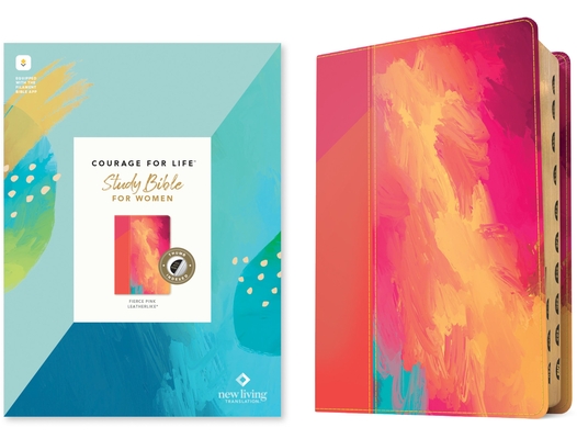 Coperta cărții 'NLT Courage for Life Study Bible for Women, Filament-Enabled Edition (Leatherlike, Fierce Pink, Indexed) - Tyndale'