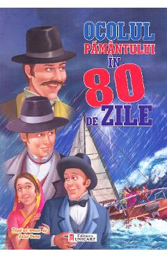 Coperta cărții 'Ocolul pământului în 80 de zile - Jules Verne'