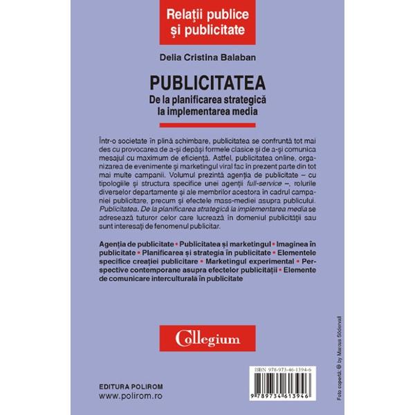 Publicitatea. De la planificarea strategica la implementarea media - Delia Cristina Balaban