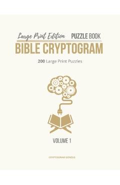Poza produsului Large Print Edition Puzzle Book Bible Cryptogram: Bible Cryptograms, Cryptogram Puzzle Book With Bible Verses, Large Print Christian Cryptograms - Cryptogram Genesis