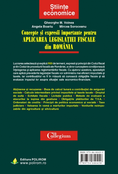 Coperta cărții 'Concepte si expresii importante pentu aplicarea legislatiei fiscale din Ro - Gheorghe M. Voinea'