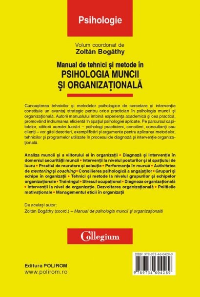 Manual de tehnici si metode in psihologia muncii si organizationala - Zoltan Bogathy