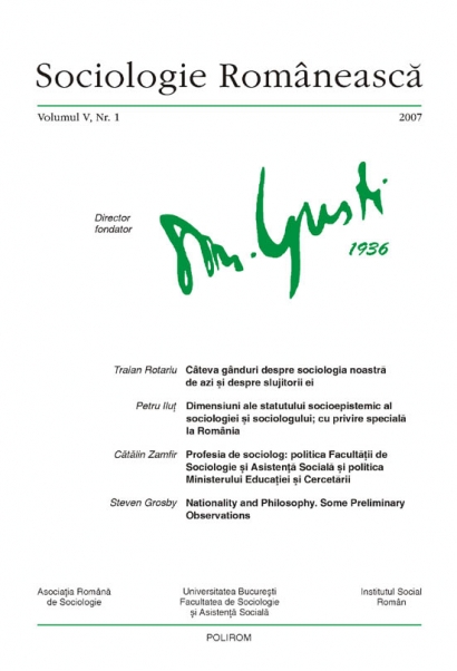 Coperta cărții 'Sociologie romaneasca - Vol. V, Nr. 1-2007'
