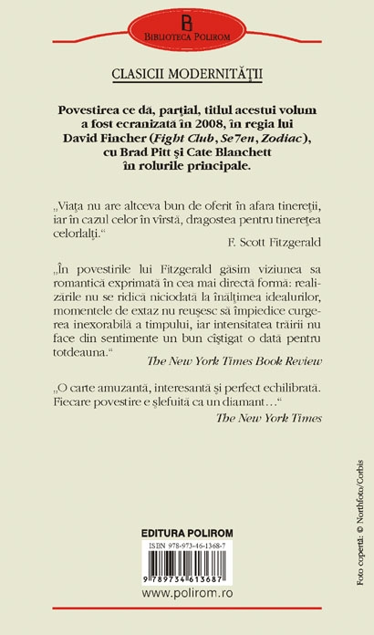Coperta cărții 'Strania poveste a lui Benjamin Button si alte intimplari din epoca jazzului - F. Scott Fitzgerald'