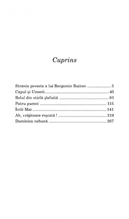 Coperta cărții 'Strania poveste a lui Benjamin Button si alte intimplari din epoca jazzului - F. Scott Fitzgerald'