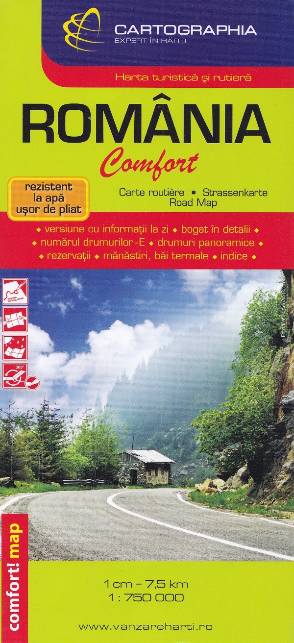 Romania - Harta turistica si rutiera laminata