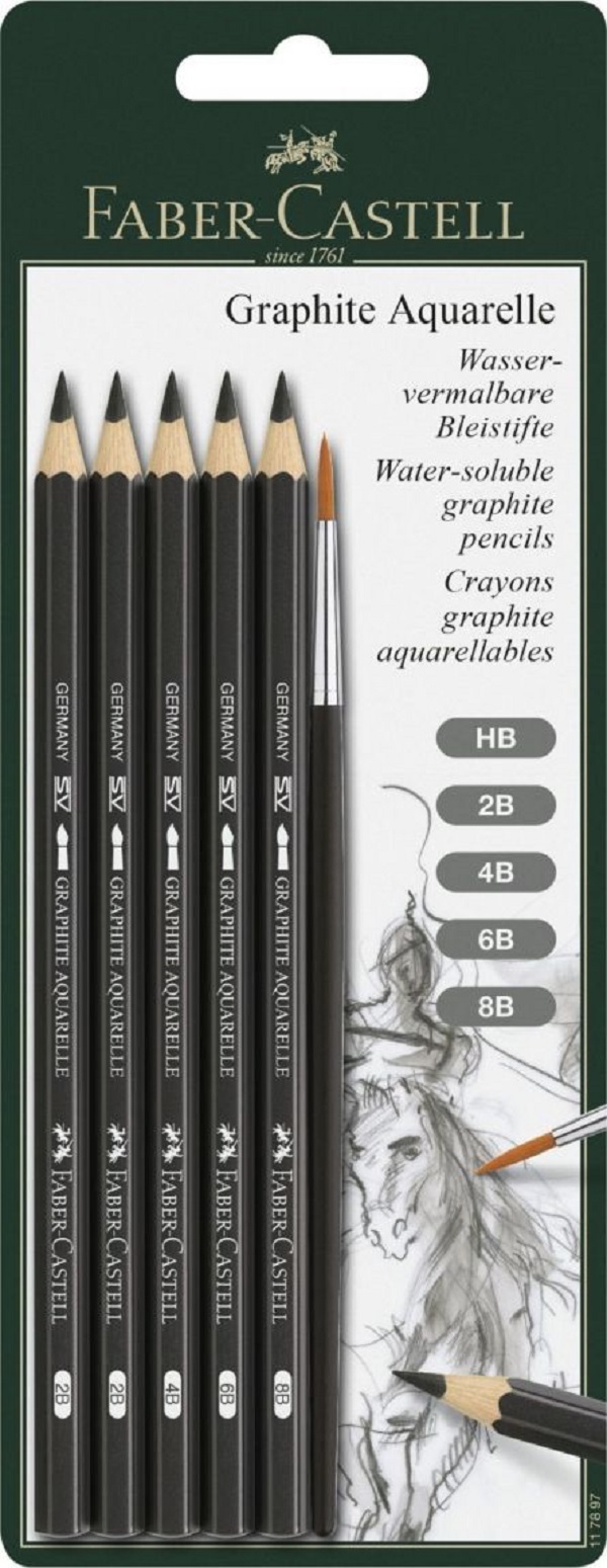 Set 5 creioane grafit + pensula
