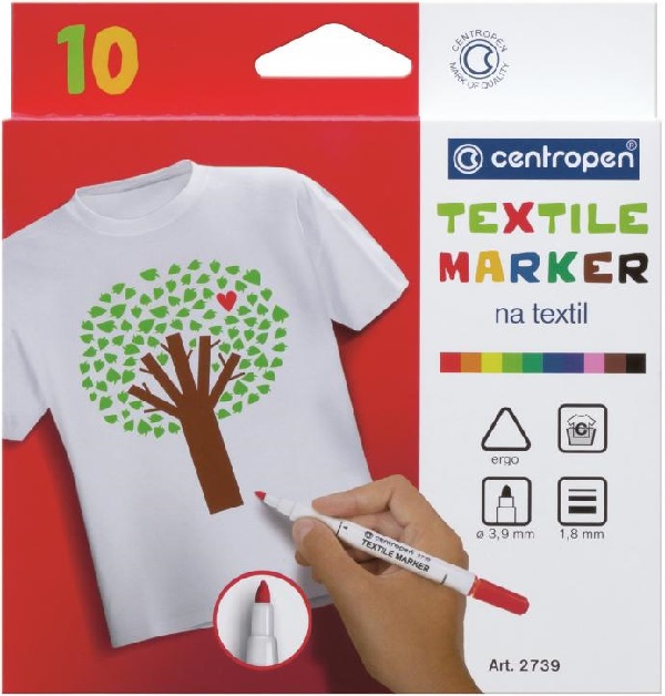 Set markere pentru textile 10 culori