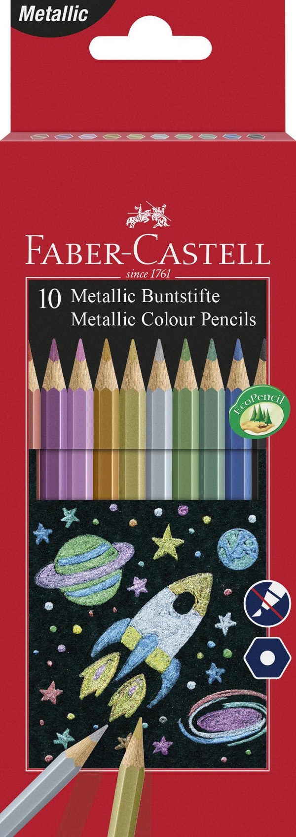Creioane colorate 10 culori metalizate