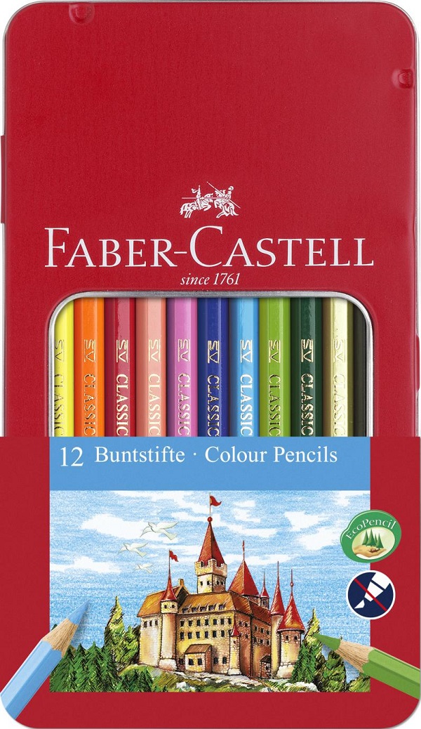 Creioane colorate 12 culori in cutie de metal