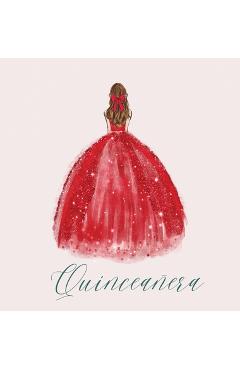 Coperta cărții 'Quinceanera Guest Book with red dress - Lulu And Bell'