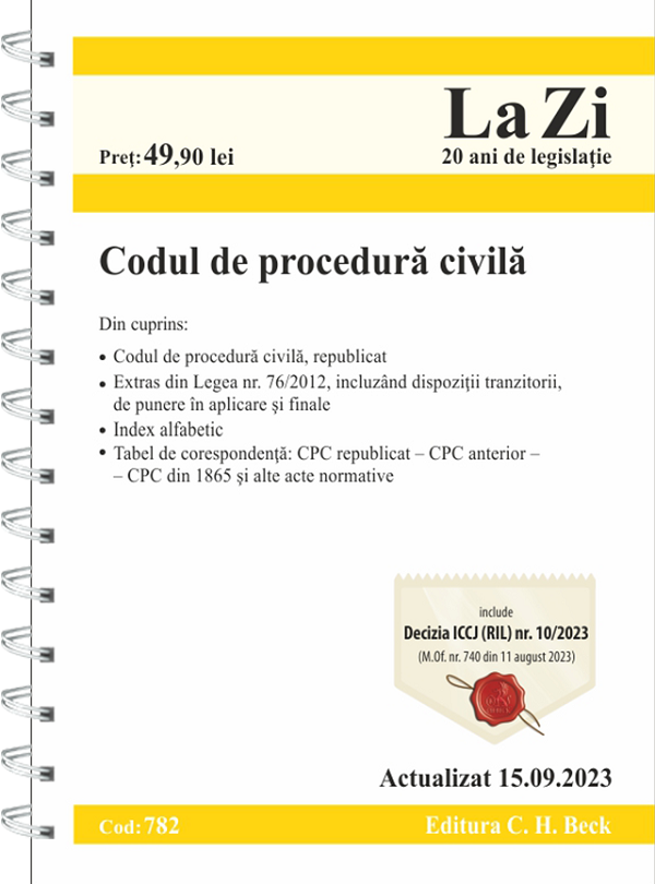 Codul de procedura civila Act. 15 septembrie 2023 Ed. Spiralata