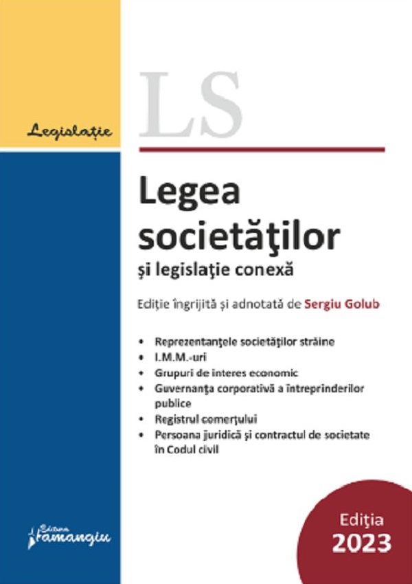 Legea societatilor si legislatie conexa Act. 10 septembrie 2023 - Sergiu Golub