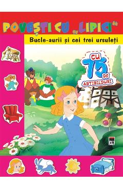 Coperta cărții 'Povești cu lipici - Bucle-Aurii și cei trei ursuleți'