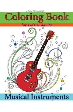 Coperta cărții 'Coloring Books for Kids & Adults: Musical Instruments - Tasos Tsimpoukidis'