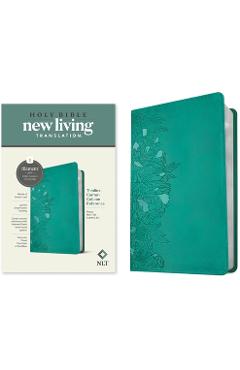 Coperta cărții 'NLT Thinline Center-Column Reference Bible, Filament-Enabled Edition (Leatherlike, Peony Rich Teal, Red Letter) -'
