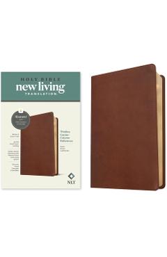 Coperta cărții 'NLT Thinline Center-Column Reference Bible, Filament-Enabled Edition (Leatherlike, Rustic Brown, Red Letter) - Tyndale'