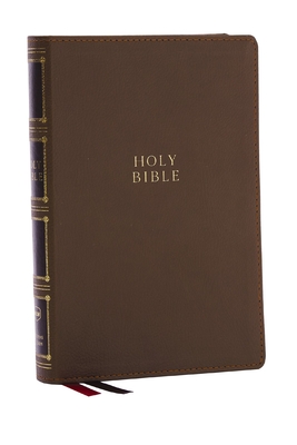 Nkjv, Compact Center-Column Reference Bible, Leathersoft, Brown, Red Letter, Thumb Indexed, Comfort Print - Thomas Nelson