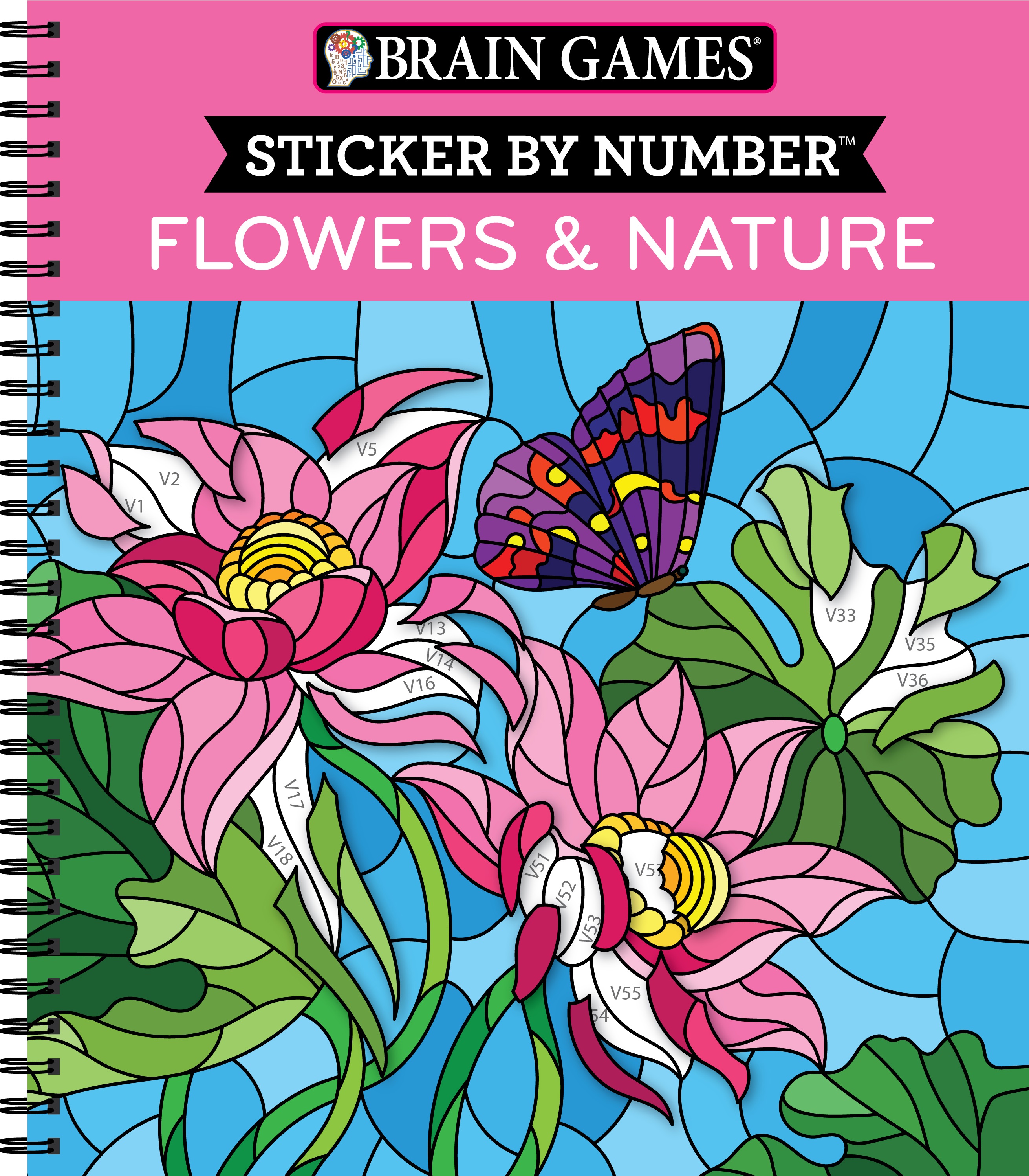 Brain Games. Sticker by Number: Flowers and Nature