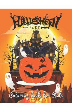 Coperta cărții 'Halloween Coloring Book for Kids Ages 8-12: Black Cat and Pumpkin, Trick or Treat Activity Book, Spooky and Fun'