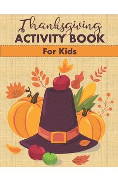 Poza produsului Thanksgiving Activity Book for Kids: Fun Mazes, Word Searches, Coloring Pages and More! - Ella Dawn Creations
