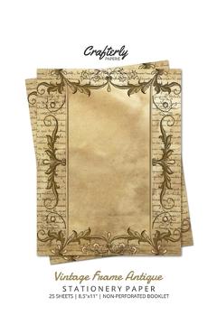 Coperta cărții 'Vintage Frame Antique Stationery Paper: Antique Letter Writing Paper for Home, Office, 25 Sheets (Border Paper Design)'