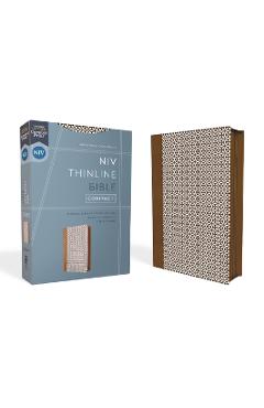 Niv, Thinline Bible, Compact, Leathersoft, Brown/White, Zippered, Red Letter, Comfort Print