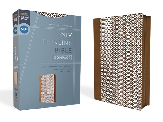 Coperta cărții 'Niv, Thinline Bible, Compact, Leathersoft, Brown/White, Zippered, Red Letter, Comfort Print - Zondervan'