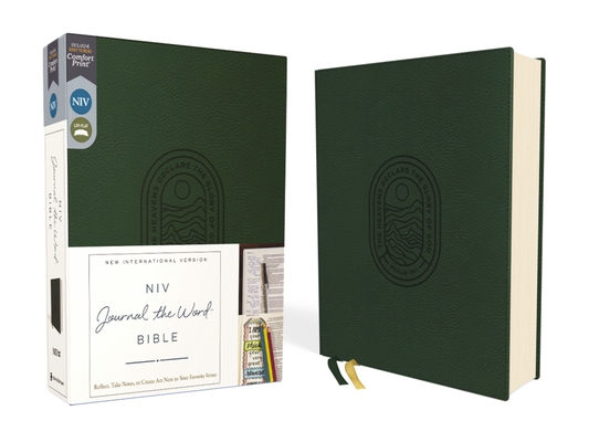 Niv, Journal the Word Bible (Perfect for Note-Taking), Leathersoft, Green, Red Letter, Comfort Print: Reflect, Take Notes, or Create Art Next to Your - Zondervan