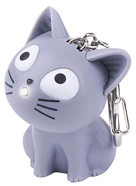 Breloc cu sunet si lumina. Pisicuta gri